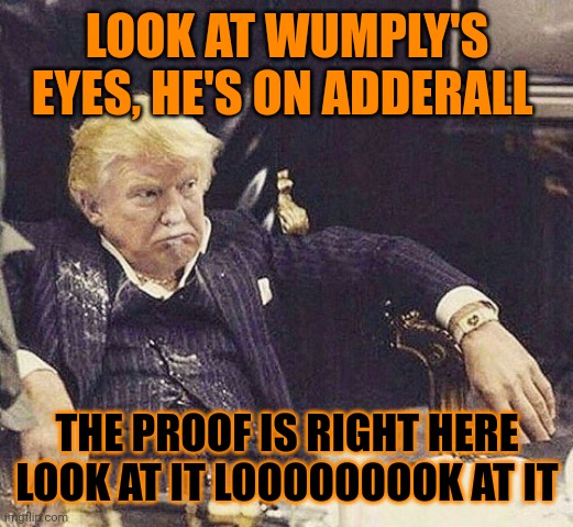 DO YOU NEED ANY MORE PROOF? TODAY I STRANGLED MY PET CAT AND BAKED HER IN THE OVEN AND FED HERETO MY DOG TRRRRRRUUUUUUMMMMMMMMM | LOOK AT WUMPLY'S EYES, HE'S ON ADDERALL; THE PROOF IS RIGHT HERE LOOK AT IT LOOOOOOOOK AT IT | image tagged in scarface trump | made w/ Imgflip meme maker