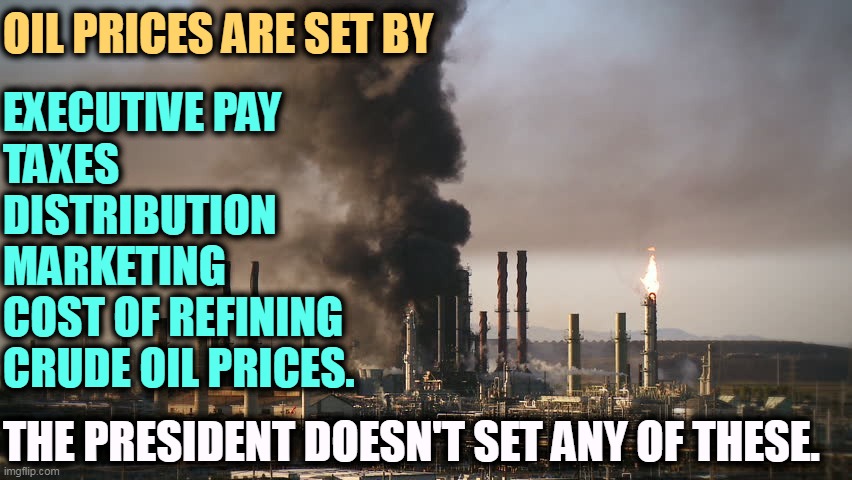 Putin declaring war can spike the price of gasoline. His decision, not ours. | OIL PRICES ARE SET BY; EXECUTIVE PAY
TAXES
DISTRIBUTION
MARKETING
COST OF REFINING
CRUDE OIL PRICES. THE PRESIDENT DOESN'T SET ANY OF THESE. | image tagged in big oil is against a clean environment,corporate greed,price,oil,gasoline | made w/ Imgflip meme maker