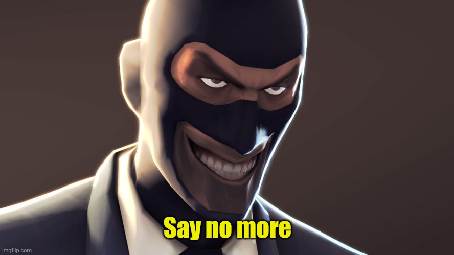 TF2 spy face | Say no more | image tagged in tf2 spy face | made w/ Imgflip meme maker