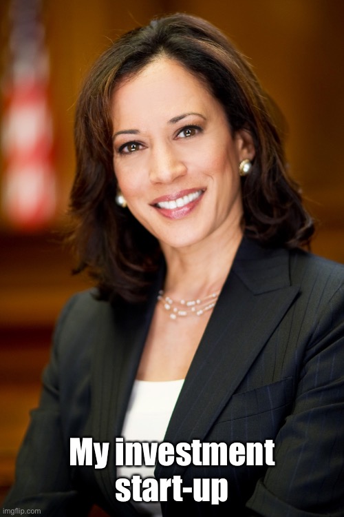 Kamala Harris | My investment start-up | image tagged in kamala harris | made w/ Imgflip meme maker