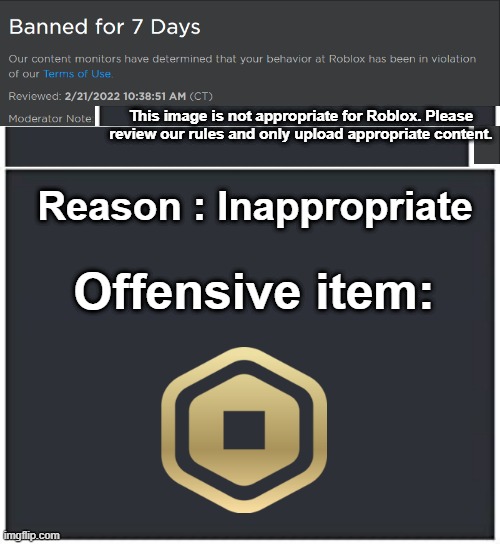 New Roblox Ban - Imgflip