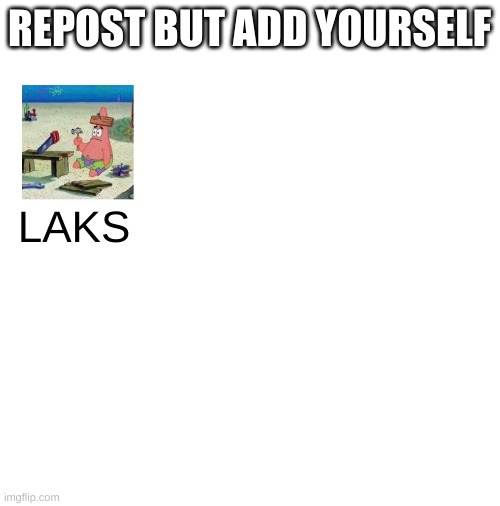 please make this a trend | REPOST BUT ADD YOURSELF; LAKS | image tagged in blank white template | made w/ Imgflip meme maker