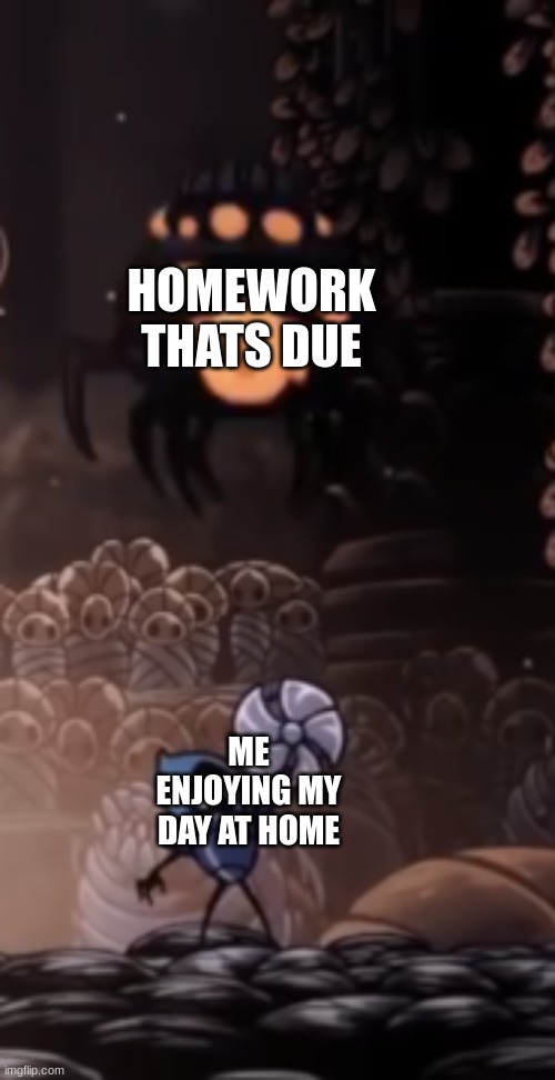 tru | HOMEWORK THATS DUE; ME ENJOYING MY DAY AT HOME | image tagged in tiso,school | made w/ Imgflip meme maker