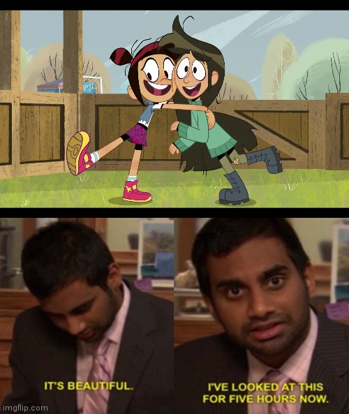 Mollibby shippers be like | image tagged in tom haverford,the ghost and molly mcgee,funny | made w/ Imgflip meme maker