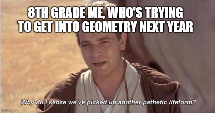 Another pathetic lifeform | 8TH GRADE ME, WHO'S TRYING TO GET INTO GEOMETRY NEXT YEAR | image tagged in another pathetic lifeform | made w/ Imgflip meme maker