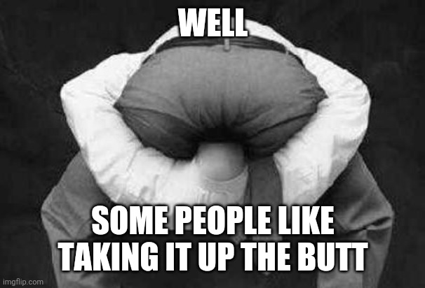 Head Up Butt | WELL SOME PEOPLE LIKE TAKING IT UP THE BUTT | image tagged in head up butt | made w/ Imgflip meme maker