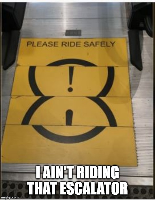 Safely? | I AIN'T RIDING THAT ESCALATOR | image tagged in you had one job | made w/ Imgflip meme maker
