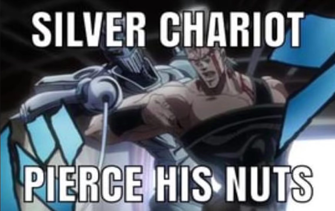 High Quality SILVER CHARIOT PIERCE HIS NUTS Blank Meme Template