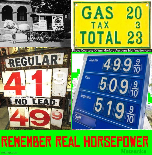 Horsepower | image tagged in gas,gas prices,gouging,renewable energy | made w/ Imgflip meme maker
