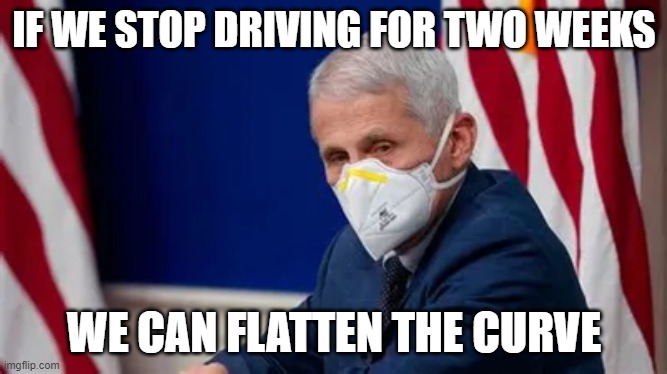 Gas Prices | IF WE STOP DRIVING FOR TWO WEEKS; WE CAN FLATTEN THE CURVE | image tagged in gas,dr fauci,fauci,joe biden,democrats | made w/ Imgflip meme maker