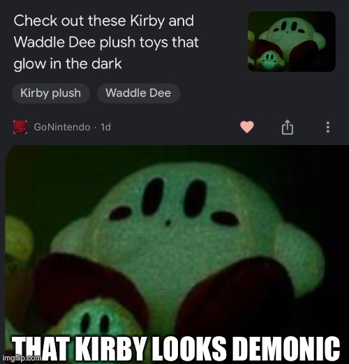 *demonic poyo* | THAT KIRBY LOOKS DEMONIC | image tagged in kirby | made w/ Imgflip meme maker