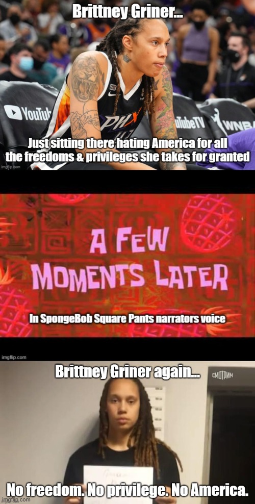 Brittney Griner. Hating America. The irony. | image tagged in funny | made w/ Imgflip meme maker