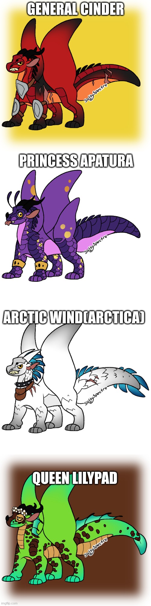 I might use them for RPing idk |  GENERAL CINDER; PRINCESS APATURA; ARCTIC WIND(ARCTICA); QUEEN LILYPAD | image tagged in wof | made w/ Imgflip meme maker