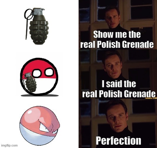 Voltorb is just a grenade that looks like Polandball, change my mind. | image tagged in perfection,they are the same picture,pokemon,countryballs,polandball,change my mind | made w/ Imgflip meme maker