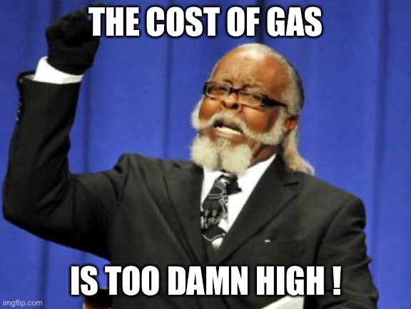 Too Damn High |  THE COST OF GAS; IS TOO DAMN HIGH ! | image tagged in memes,too damn high | made w/ Imgflip meme maker