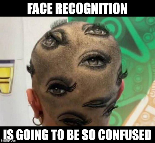 That's one way to fight biometric surveillance | FACE RECOGNITION; IS GOING TO BE SO CONFUSED | image tagged in surveillance,face recognition | made w/ Imgflip meme maker