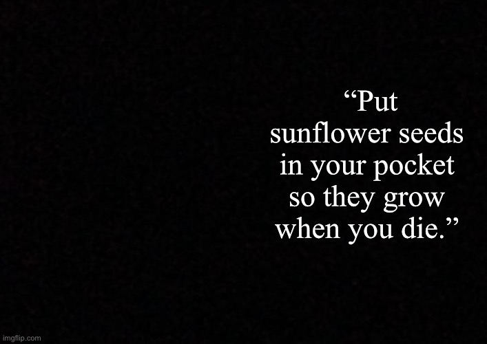 Blank  | “Put sunflower seeds in your pocket so they grow when you die.” | image tagged in blank,ukraine | made w/ Imgflip meme maker