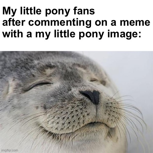 Satisfied Seal | My little pony fans after commenting on a meme with a my little pony image: | image tagged in memes,satisfied seal | made w/ Imgflip meme maker