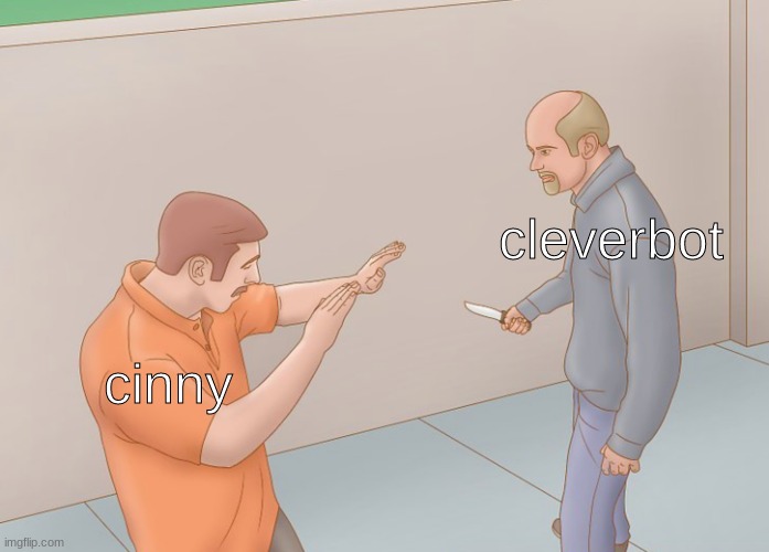 Defending against a knife attack | cinny cleverbot | image tagged in defending against a knife attack | made w/ Imgflip meme maker