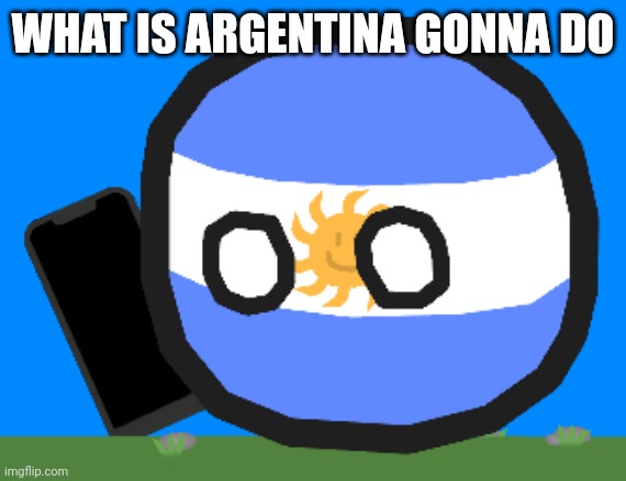 Argentinaball with a phone | WHAT IS ARGENTINA GONNA DO | image tagged in argentinaball with a phone | made w/ Imgflip meme maker