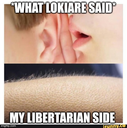 Hair stand up | *WHAT LOKIARE SAID* MY LIBERTARIAN SIDE | image tagged in hair stand up | made w/ Imgflip meme maker