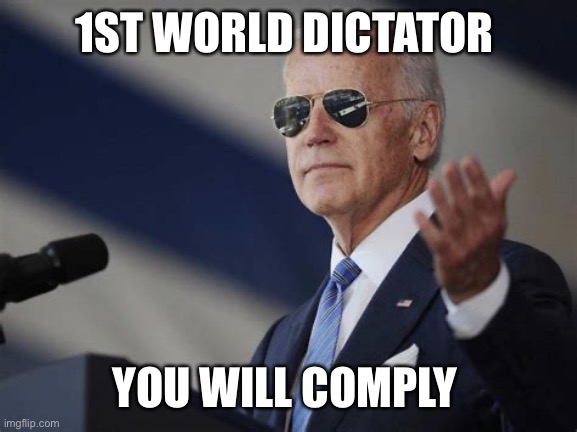 Biden will rule | 1ST WORLD DICTATOR; YOU WILL COMPLY | image tagged in 1st world dictator | made w/ Imgflip meme maker