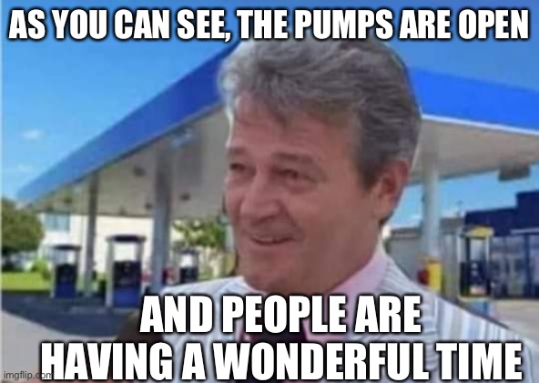 AS YOU CAN SEE, THE PUMPS ARE OPEN; AND PEOPLE ARE HAVING A WONDERFUL TIME | image tagged in creepy joe biden,jaws,gas,maga | made w/ Imgflip meme maker