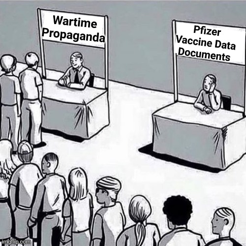Wartime Propaganda vs Pfizer Vaccine Data Documents | Pfizer Vaccine Data Documents; Wartime Propaganda | image tagged in pfizer,vaccine,data,vs,war,propaganda | made w/ Imgflip meme maker