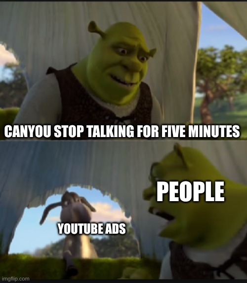 can you stop  talking | CANYOU STOP TALKING FOR FIVE MINUTES; PEOPLE; YOUTUBE ADS | image tagged in can you stop talking | made w/ Imgflip meme maker