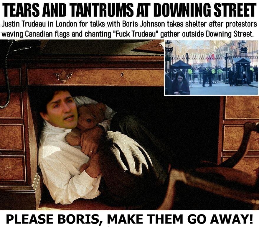 Tears & Tantrums at Downing Street | image tagged in justin trudeau,soyboy,fuck trudeau,the boy who would be dictator,castreau,canadian mussolini | made w/ Imgflip meme maker