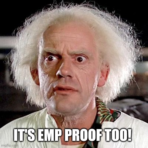 Besides never needing to purchase tabs again, classic cars have another benefit | IT'S EMP PROOF TOO! | image tagged in back to the future,points and condensers | made w/ Imgflip meme maker