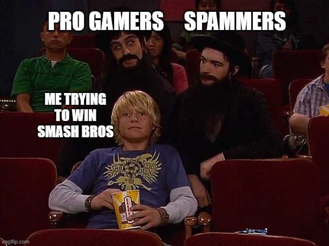 LOL | PRO GAMERS     SPAMMERS; ME TRYING TO WIN SMASH BROS | image tagged in drake and josh staring | made w/ Imgflip meme maker