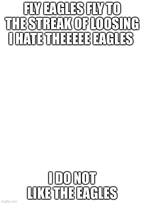 White Blank Space | FLY EAGLES FLY TO THE STREAK OF LOOSING I HATE THEEEEE EAGLES; I DO NOT LIKE THE EAGLES | image tagged in white blank space | made w/ Imgflip meme maker