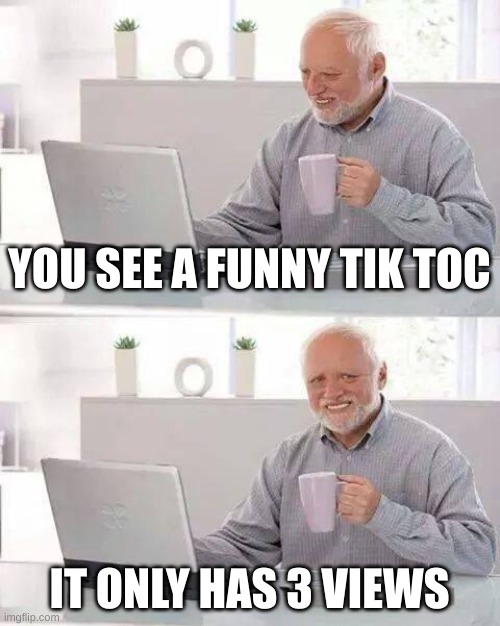 Hide the Pain Harold Meme | YOU SEE A FUNNY TIK TOC; IT ONLY HAS 3 VIEWS | image tagged in memes,hide the pain harold | made w/ Imgflip meme maker
