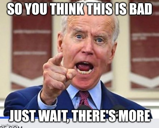 Bidens economic system | SO YOU THINK THIS IS BAD; JUST WAIT, THERE'S MORE | image tagged in joe biden no malarkey,joe biden,economics,inflation,too damn high | made w/ Imgflip meme maker