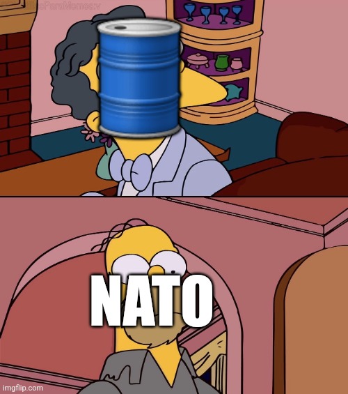 Nato and oil countries | 🛢; NATO | image tagged in moe homer simpson | made w/ Imgflip meme maker