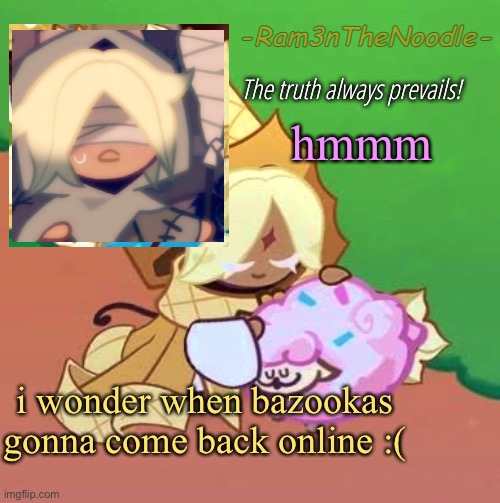 his profile won’t load for me but his memechats will | hmmm; i wonder when bazookas gonna come back online :( | image tagged in purevanilla | made w/ Imgflip meme maker