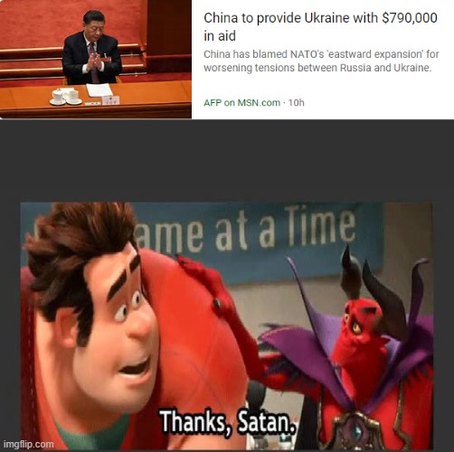 Thanks, satan! | image tagged in thanks satan,russia,ukraine,war,china,chinese | made w/ Imgflip meme maker
