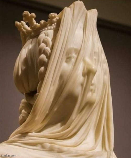 Isabel II, veiled.  1855  Carrera Marble.  By Camillo Torreggiani | image tagged in marble,statue,beautiful,art,sculpture | made w/ Imgflip meme maker