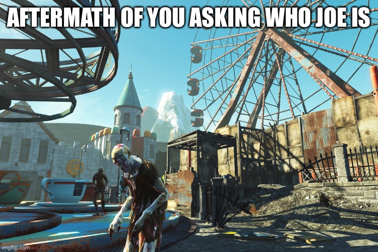 Rare photo | AFTERMATH OF YOU ASKING WHO JOE IS | image tagged in fallout,memes | made w/ Imgflip meme maker
