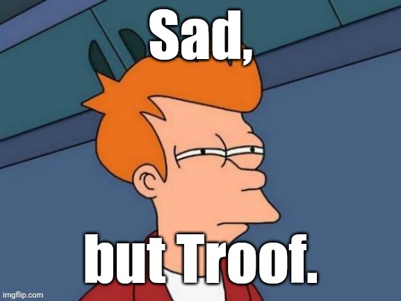 Fry is not sure... | Sad, but Troof. | image tagged in fry is not sure | made w/ Imgflip meme maker