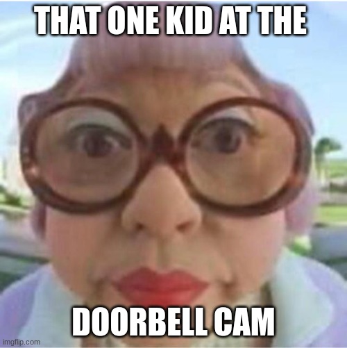 grandma doorbell | THAT ONE KID AT THE; DOORBELL CAM | image tagged in grandma doorbell | made w/ Imgflip meme maker