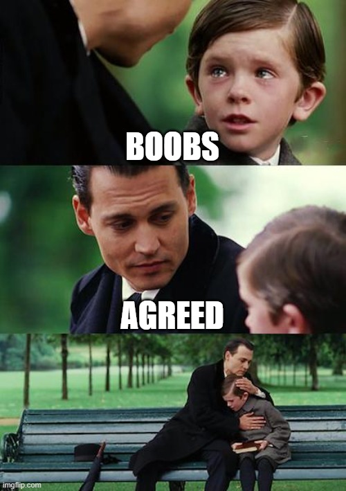 Finding Neverland | BOOBS; AGREED | image tagged in memes,finding neverland | made w/ Imgflip meme maker