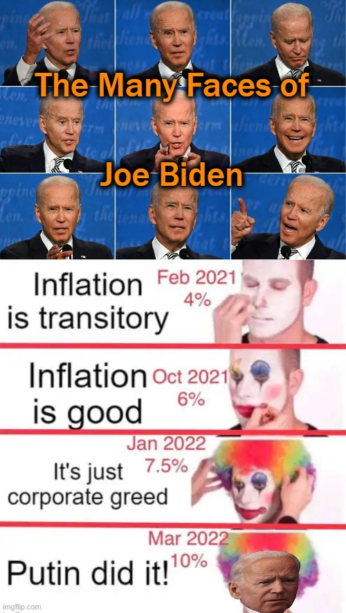 We have reached the point of mass stupidity in this country under the leadership of Joe Biden. | The Many Faces of; Joe Biden | image tagged in politics,joe biden,inflation,hope and change,excuses,losing | made w/ Imgflip meme maker