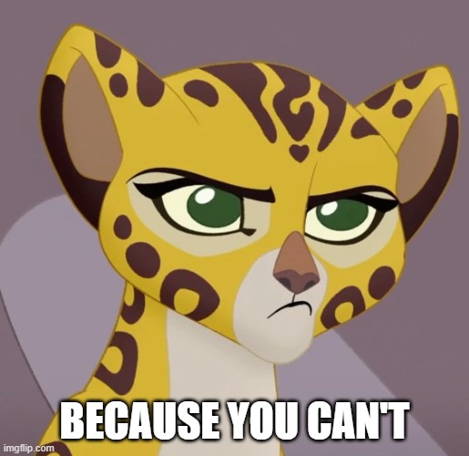 Annoyed Fuli | BECAUSE YOU CAN'T | image tagged in annoyed fuli | made w/ Imgflip meme maker