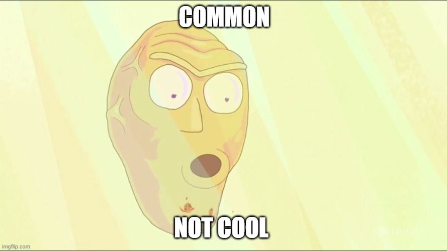 not cool | COMMON; NOT COOL | image tagged in rick and morty | made w/ Imgflip meme maker