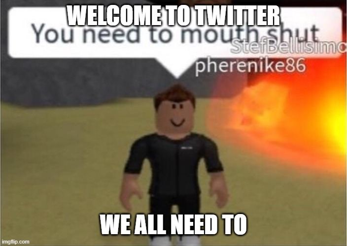 Twitter | WELCOME TO TWITTER; WE ALL NEED TO | image tagged in you need to mouth shut | made w/ Imgflip meme maker