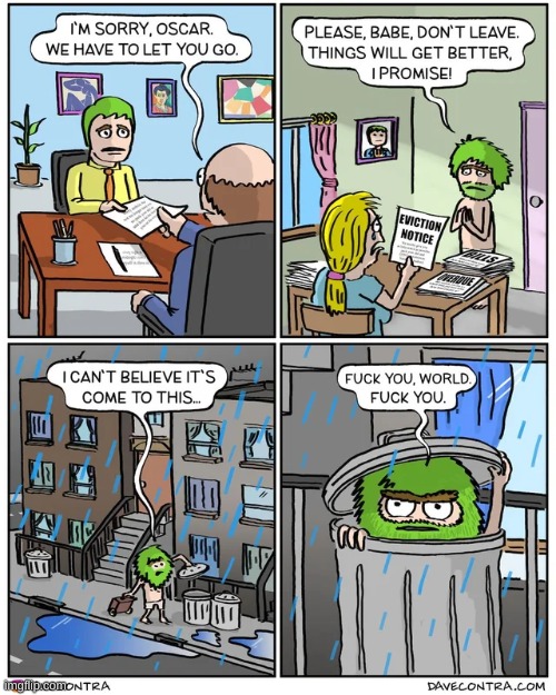 oscar the grouch | image tagged in comics/cartoons,oscar the grouch,origin story,damn | made w/ Imgflip meme maker