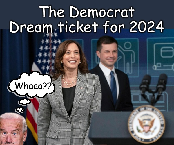 And we'll give minorities extra extension cords for their electric cars... | The Democrat Dream ticket for 2024; Whaaa?? | image tagged in harris buttigieg | made w/ Imgflip meme maker