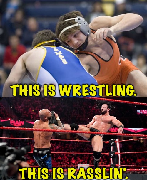 Intelligent people know the difference. |  THIS IS WRESTLING. THIS IS RASSLIN'. | image tagged in wrestling,rasslin | made w/ Imgflip meme maker